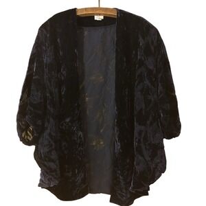 A‎ New Day Burnout Velvet Kimono-Navy-One Size Fits Most-Witchy-Gothic